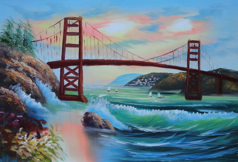 24×36 The Golden Gate Bridge in the Summertime in San Francisco Oil Painting