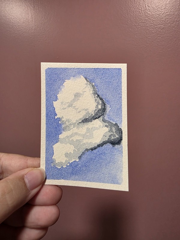 ACEO Original Traditional Watercolor Blue Cloud Sky #1/3 Nature Painting Artwork