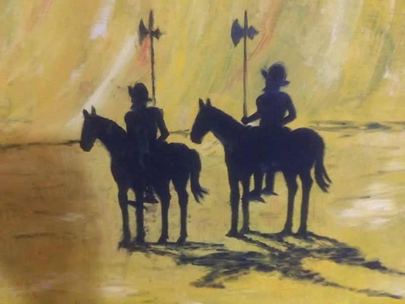 Famed Cowboy Artist " Herman Walker " Early Days Conquistador Painting 1969 gallery