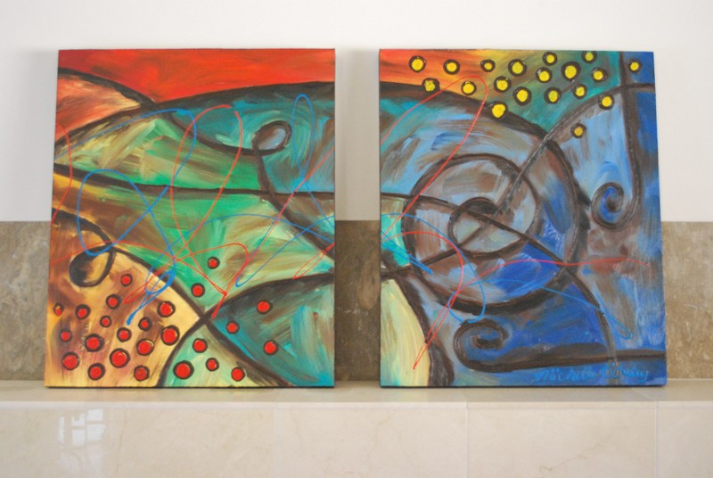 Large Contemporary 3-piece Oil On Canvas Painting Modern Abstract Art 60X24X1.5 gallery