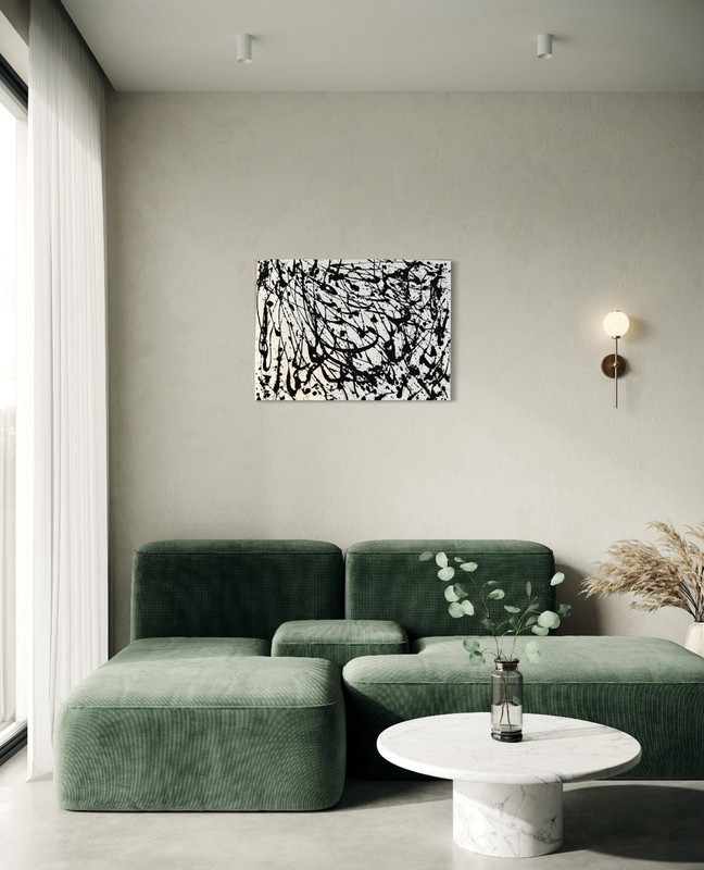 KingdomArts formal Abstract 30x40 Black Acrylic Original Canvas