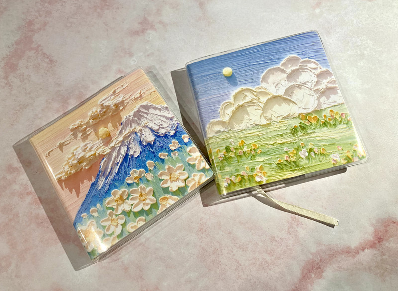 Rubber Sleeve Note Book Oil Painting 14×14 cm Square Landscape Set Stationery