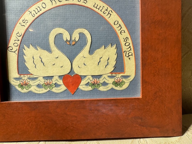 Sandra Gilpin Scherenschnitte "Love Is Two Hearts...." Folk Art - Signed/Framed gallery