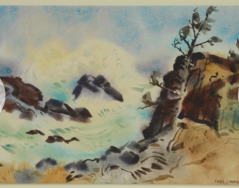 «Approaching Storm.» Original Watercolor By Ohio Artist Carl Zimmerman