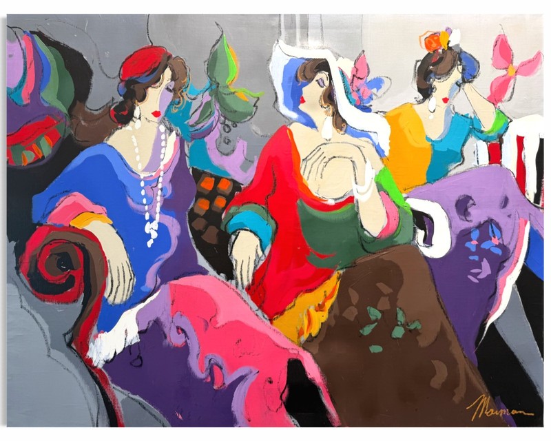 Isaac Maimon | «Elegance At The Cafe» | Acrylic on Canvas | 130x100cm