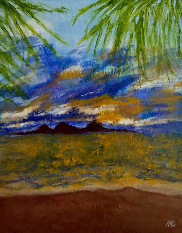 "Hawaiian Sunrise" US 2000-Now Artist Signed Orig Acrylic 8" x 10" Painting gallery