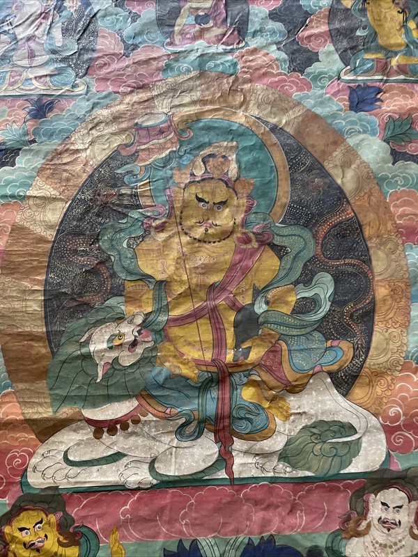 Antique Thangka Rare Large 60” Vintage Mural Size Temple Icon Painting Buddha gallery