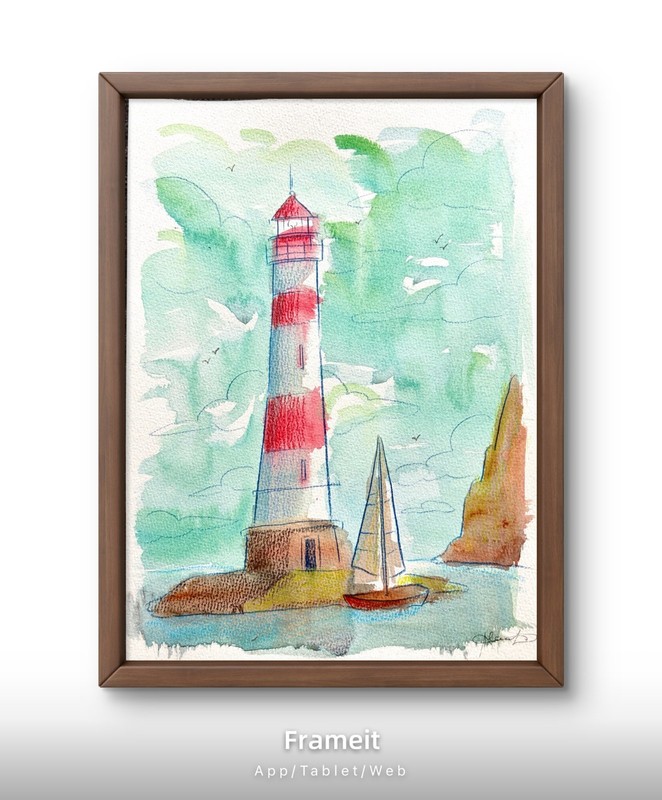 Original Light House 2 Painting By Alannah Dyer- Acrylic 9×12 in. Beach Sailing