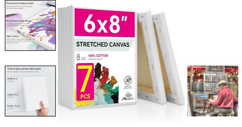 6x8 Inch Cotton Canvases - 8 Oz Triple Primed for Artists and Hobbyists gallery