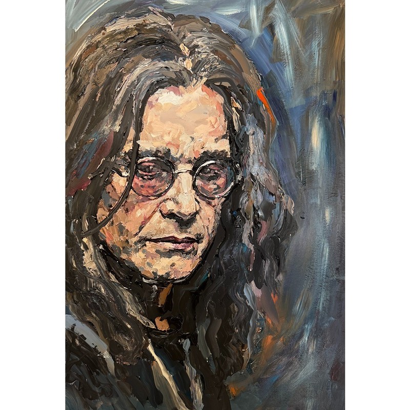 ORIGINAL Impasto Portrait Ozzy Osbourne Music Acrylic Painting Music Art 19″