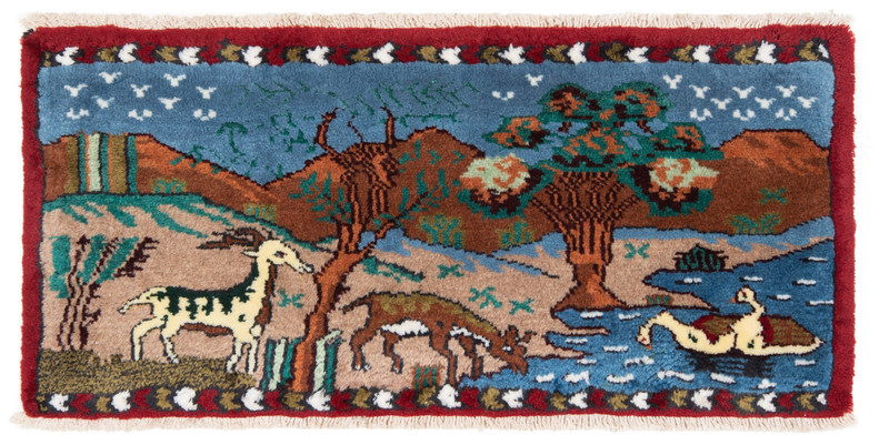 Hand Knotted Rug Hamedan Picture 77 x 37 cm