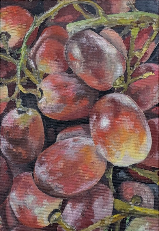 art 118 original oil painting framed Still life 27x19 cm realizm modern grape gallery