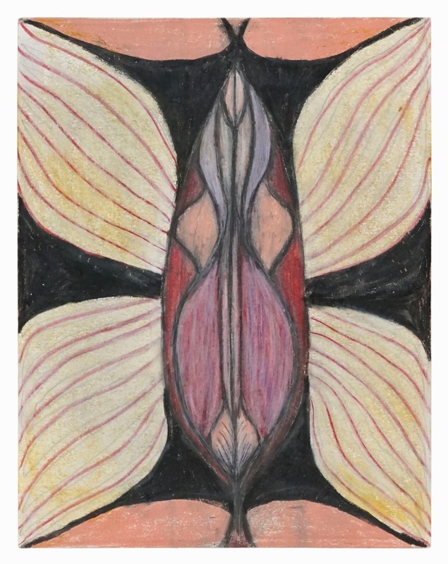 Vintage Pastel Drawing Paper Georgia O’Keeffe Style Abstract Vagina Vulva Color