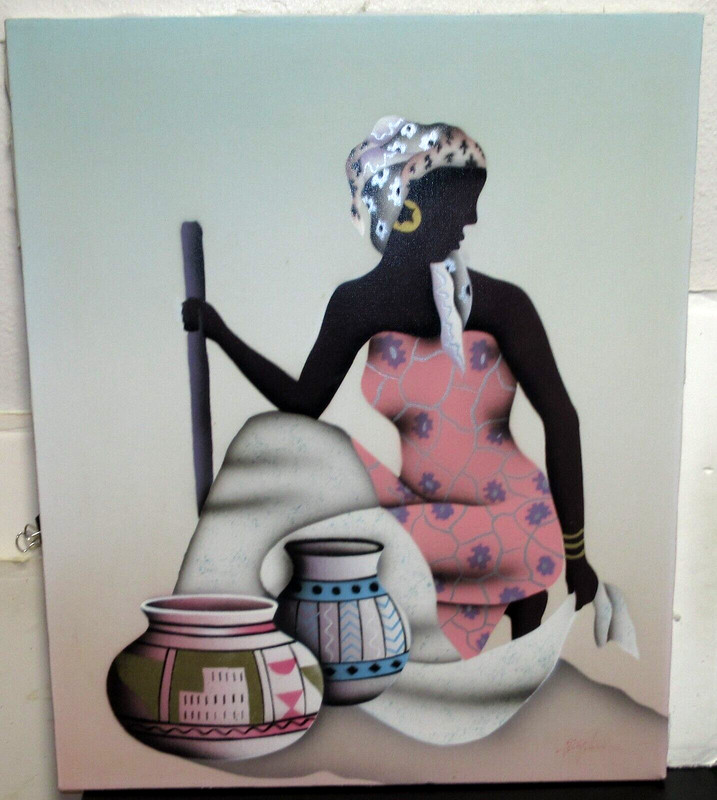 KINGSTON AFRICAN WOMAN ORIGINAL OIL ON CANVAS PAINTING