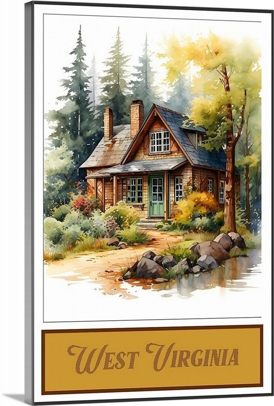 West Virginia Summer Scene Cabin Art Canvas Wrap Or Travel Poster art
