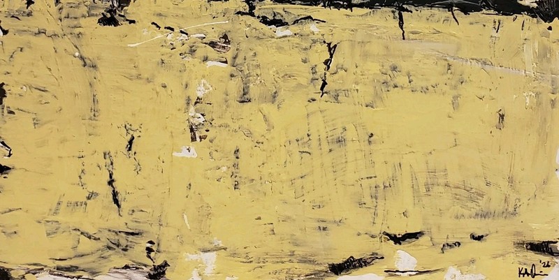 No.674 Original Abstract Minimal Landscape Painting On Cradled Pine By K.ADavis gallery