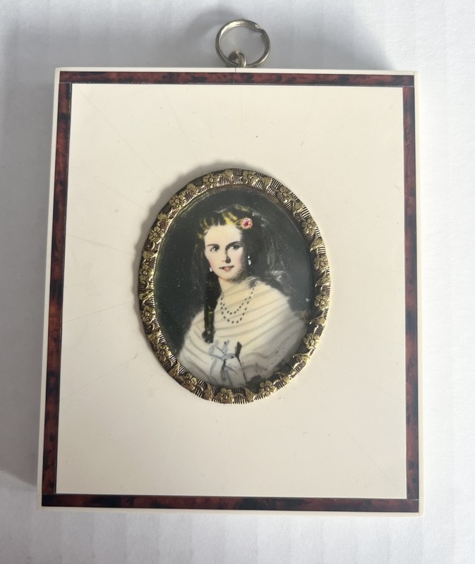 Antique Miniature Portrait Painting of Christina Nilsson Bone Frame