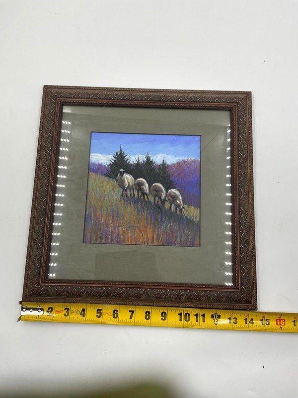 2004 Beth Crowder Chorus Line Signed Pastel Painting Sheep Landscape Framed Art gallery