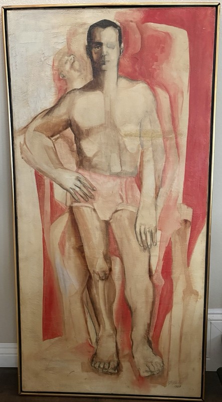GENE GILL (American, 1933-2020) Original 1965 Oil Painting24”x48”MCM Pop Art LA