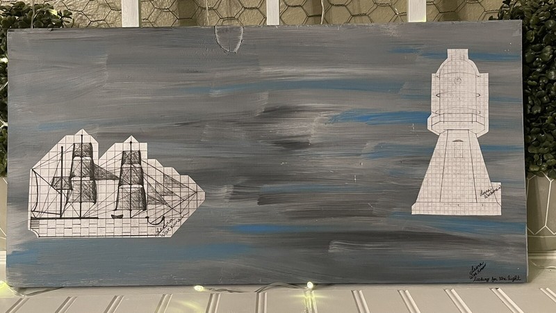 handmade contemporary wall art wooden painting- “Looking For The Light” 23×11.5