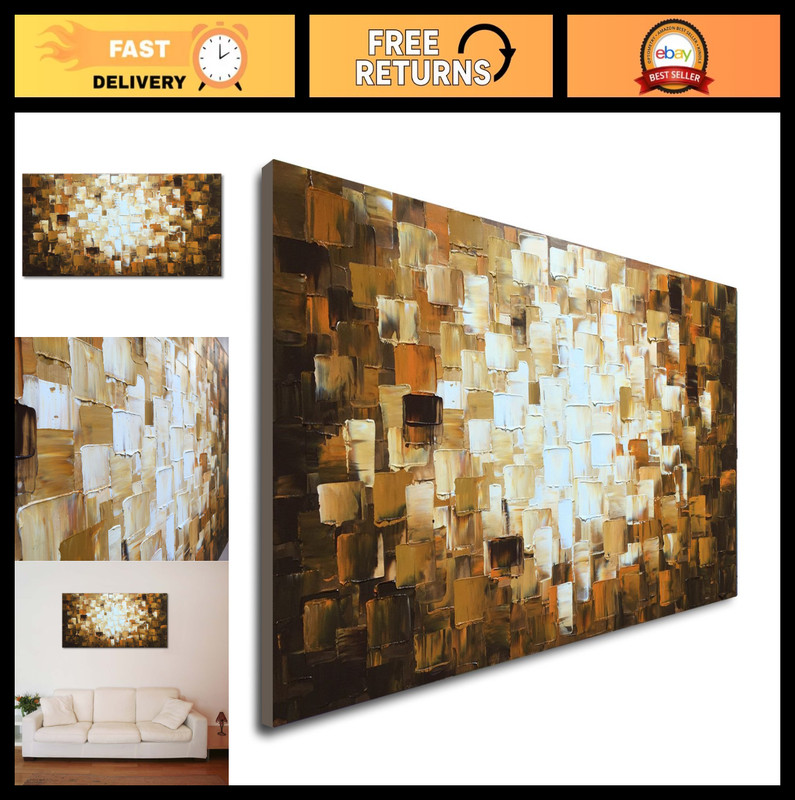 Hand Painted Abstract Oil Canvas Art – Modern Textured Wall Decor for Home & Off