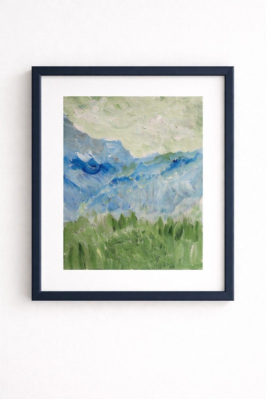 Original Mountain Meadow Landscape Painting 11x14 Acrylic on Canvas Blue Green I gallery