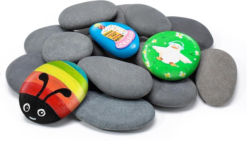 15 Pcs Rocks for Painting, River Rocks to Paint, 2″-3″ Flat Painting