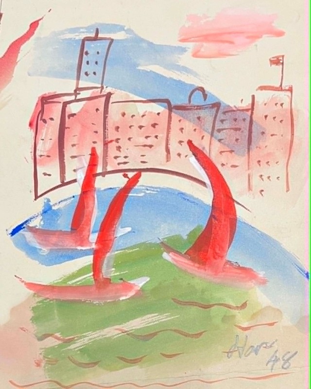 HARRY ROSENGRAVE AUSTRALIAN WC «SAILING NEAR THE CITY» 1948