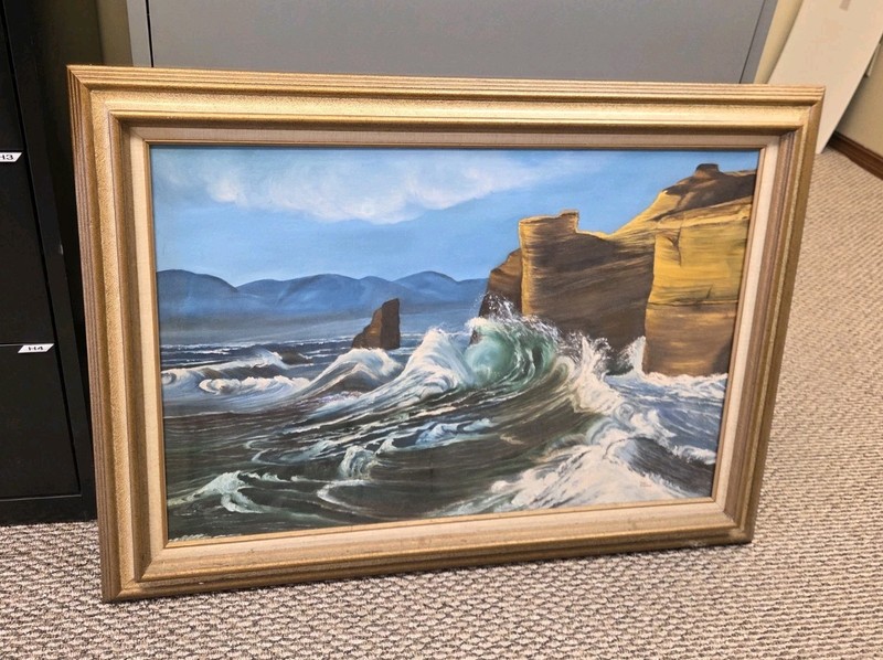 1977 Original signed natural Oil painting Real Wood framed 43″x31″ Jean Zahner