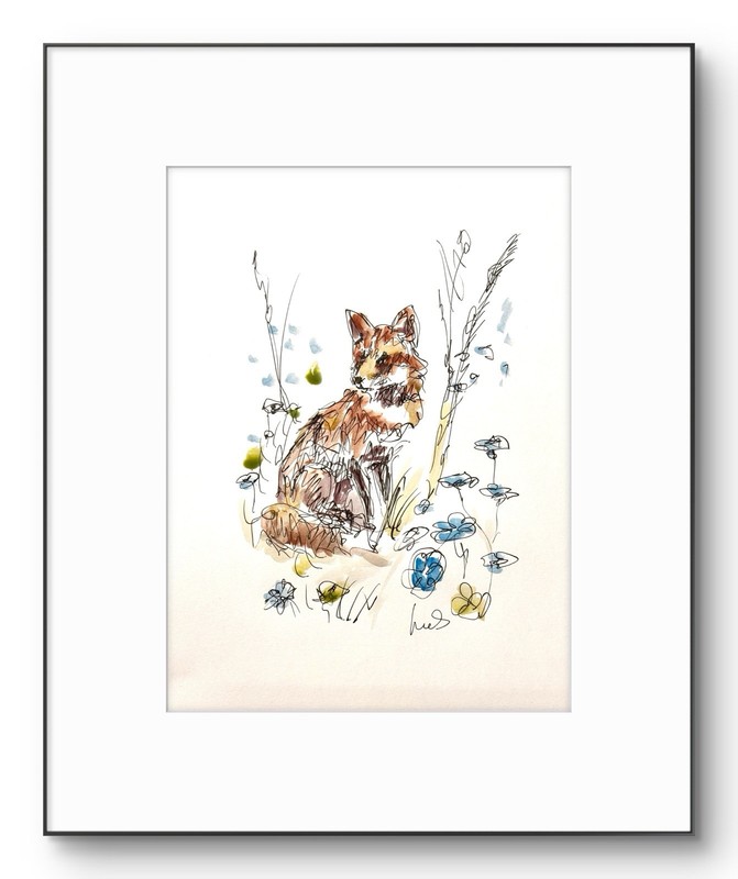 Original Fox Wall Art 9×12 Paper Expressionism Colorful Handmade Signed 27