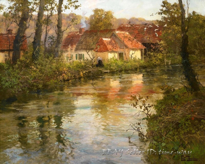 Beautiful Village Landscape Oil painting Art Giclee Printed on Canvas P851