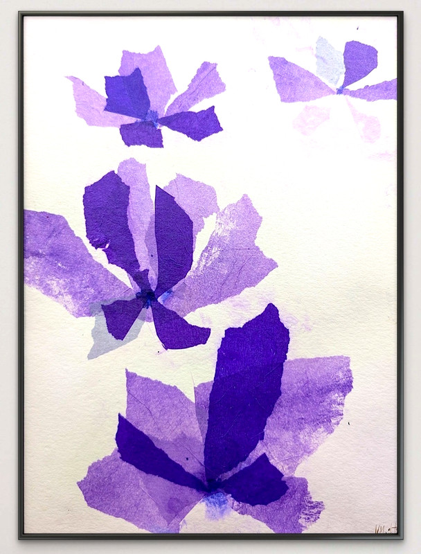 Original Art. Collage on 9×12 inch Art Paper. ‘Violet Bloom’