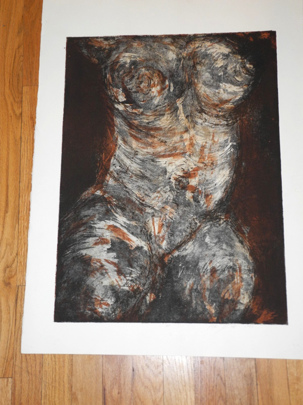 LOT(F) Abstract Female Nude TORSOExpressionist A/P,LITHOGRAPH,/S/,PETER FOUCAULT
