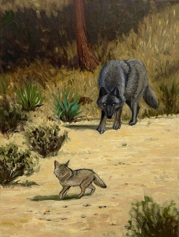 The Demise of the Brushwolf original landscape southwest oil painting fine art