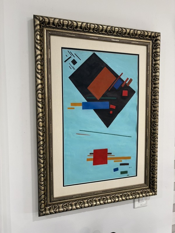 Kazimir Malevich 1879-1935 Oil on Paper in the style of .Matted ,Frame.signed gallery