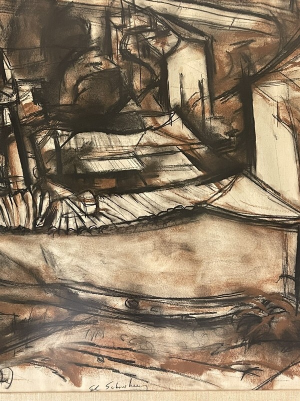 SHELDON C SCHONEBERG MODERN ABSTRACT PAINTING VINTAGE CUBISM EXPRESSIONIST 1960s gallery