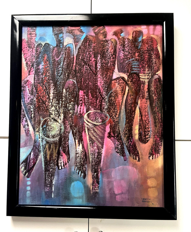 Ghana – African Original Art By Martin Dartey Oils 1992 «DrumBeat»