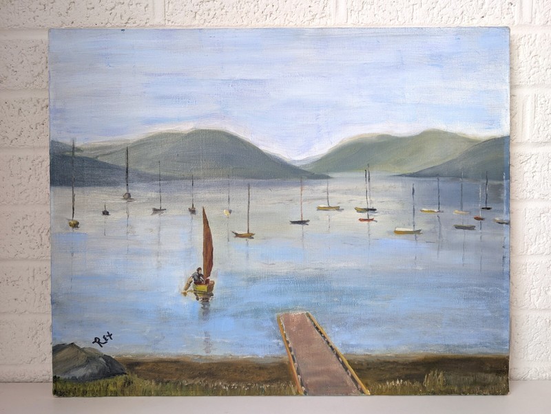 Original Signed Painting | Boats in Harbor gallery