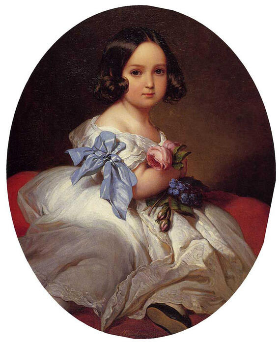 Oil painting Franz-Xaver-Winterhalter-Princess-Charlotte-of-Belgium child girl