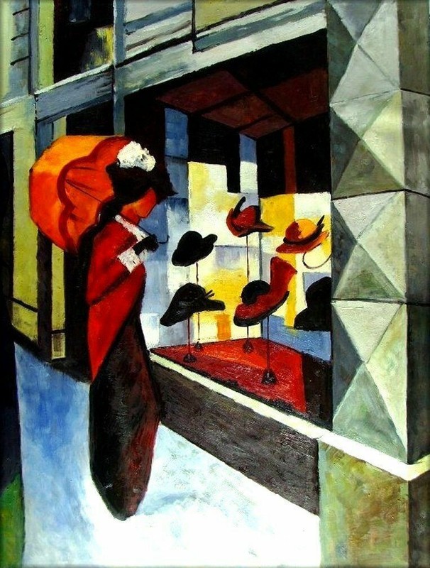 Quality Hand Painted Oil Painting Repro Macke August Hat Shop 30x40in