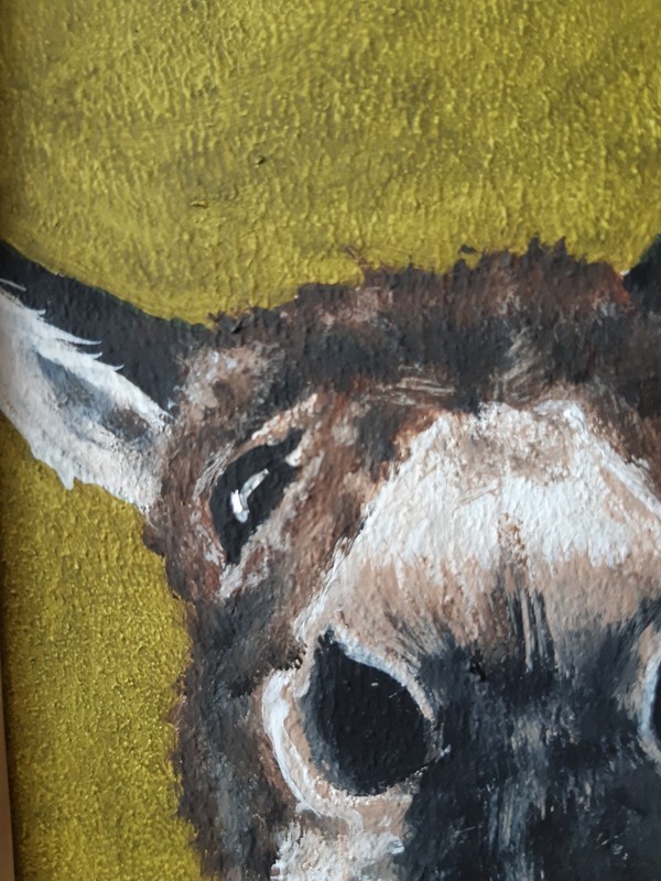 Donkey Oil Painting Original Donkey Portrait Baby Donkey Art Framed 4x6 gallery