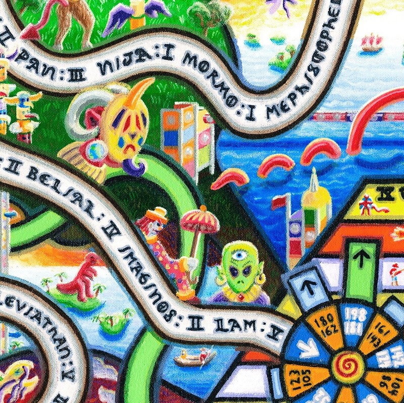 Original Painting Ian Young Ouija Board Game Art Dice Card Canvas Magic Mirror gallery