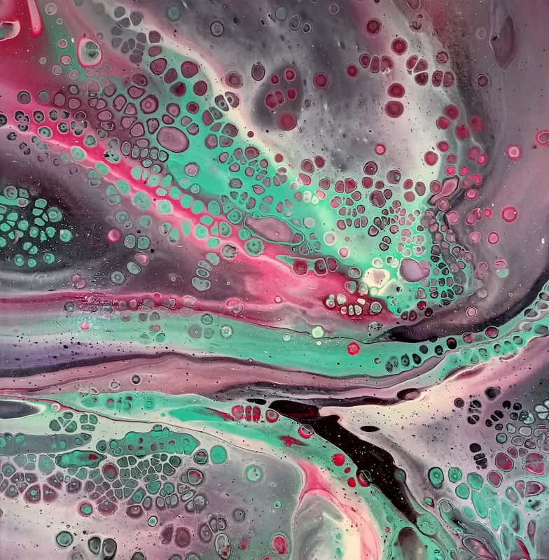 Abstract Green Pink Acrylic Picture 50x50cm Painting on Canvas