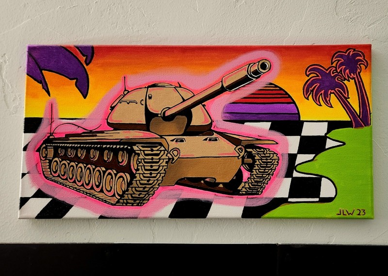 original painting on canvas signed 10×20 80’s Neon Humor Graffiti Trapper Keeper