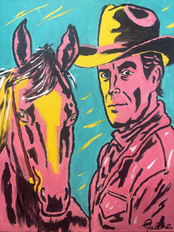Sunset Riders:– Original Acrylic Painting Cowboy Horse 11 x14