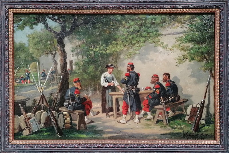 Auguste Gardanne (c.1840-c.1890) -Resting soldiers, original Signed oil painting gallery