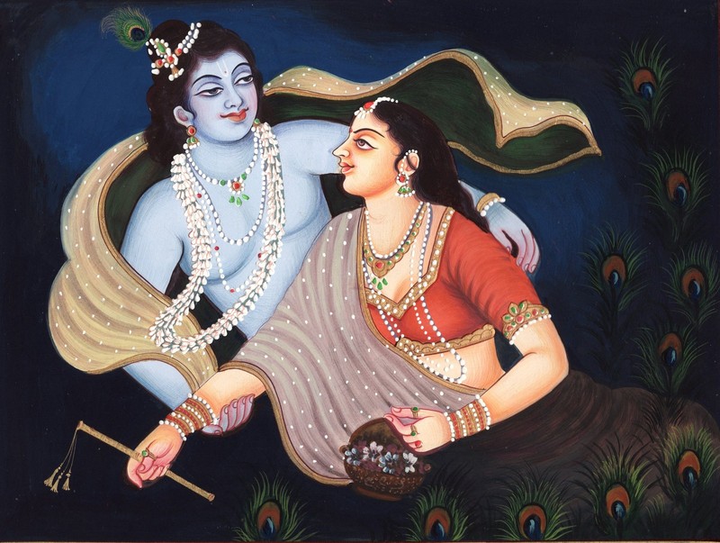 Krishna Radha Handmade Painting Hindu Indian Ethnic Religious Miniature Folk Art gallery