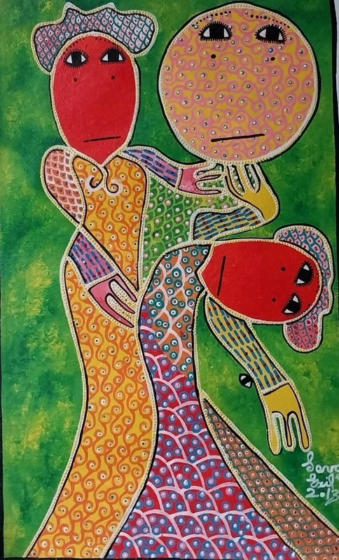 12 x 20 ORIGINAL HAITIAN ART COLLECTIBLE PAINTING BY LEVOY EXIL «SAINT SOLEIL»