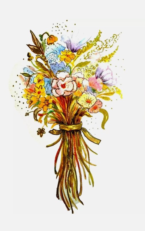 Original Watercolor Painting Spring Flower Bouquet 8×11, Handmade Wall Art Decor
