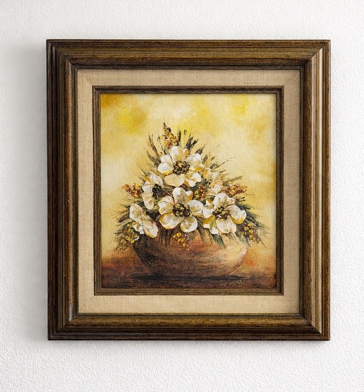 Vtg Original Oil Painting Still Life Flowers Signed – Carrie Pouliot 15″ X 13″